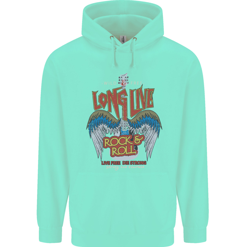 Long Live Rock n Roll Heavy Metal Guitar Mens 80% Cotton Hoodie Peppermint
