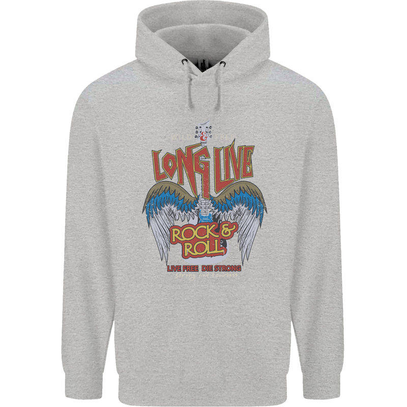 Long Live Rock n Roll Heavy Metal Guitar Mens 80% Cotton Hoodie Sports Grey