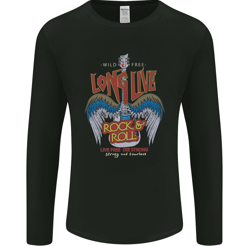 Long Live Rock n Roll Heavy Metal Guitar Mens Long Sleeve T-Shirt Black