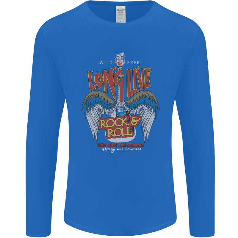 Long Live Rock n Roll Heavy Metal Guitar Mens Long Sleeve T-Shirt Royal Blue