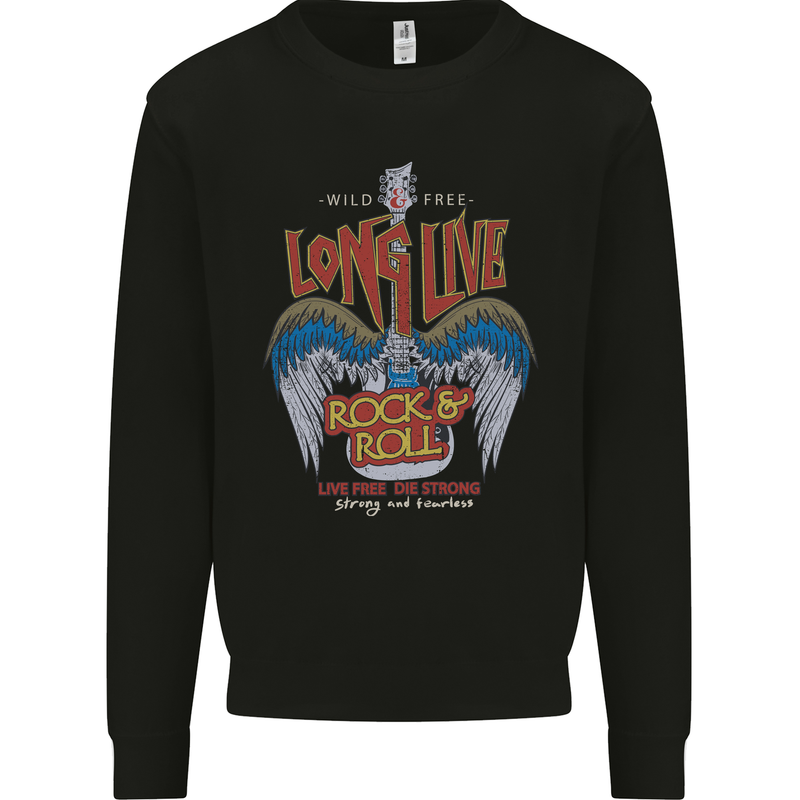 Long Live Rock n Roll Heavy Metal Guitar Mens Sweatshirt Jumper Black