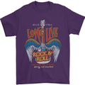Long Live Rock n Roll Heavy Metal Guitar Mens T-Shirt 100% Cotton Purple