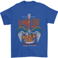 Long Live Rock n Roll Heavy Metal Guitar Mens T-Shirt 100% Cotton Royal Blue