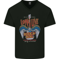 Long Live Rock n Roll Heavy Metal Guitar Mens V-Neck Cotton T-Shirt Black