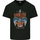 Long Live Rock n Roll Heavy Metal Guitar Mens V-Neck Cotton T-Shirt Black