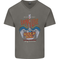 Long Live Rock n Roll Heavy Metal Guitar Mens V-Neck Cotton T-Shirt Charcoal
