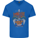 Long Live Rock n Roll Heavy Metal Guitar Mens V-Neck Cotton T-Shirt Royal Blue