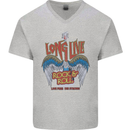 Long Live Rock n Roll Heavy Metal Guitar Mens V-Neck Cotton T-Shirt Sports Grey