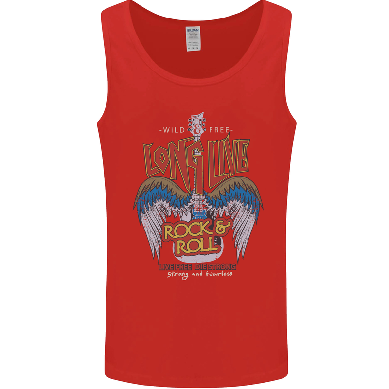 Long Live Rock n Roll Heavy Metal Guitar Mens Vest Tank Top Red