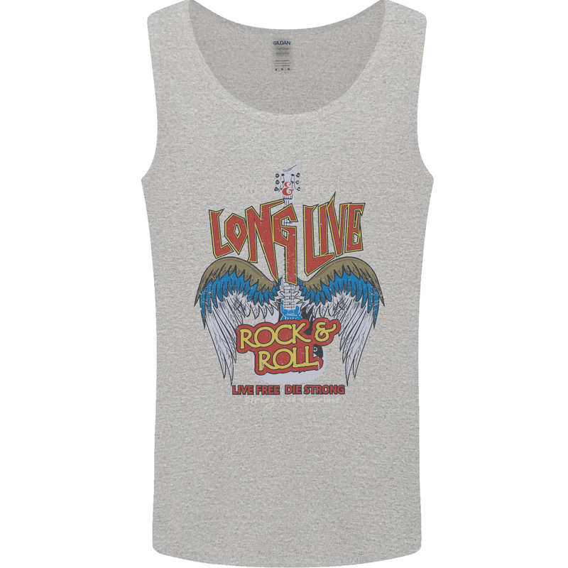 Long Live Rock n Roll Heavy Metal Guitar Mens Vest Tank Top Sports Grey