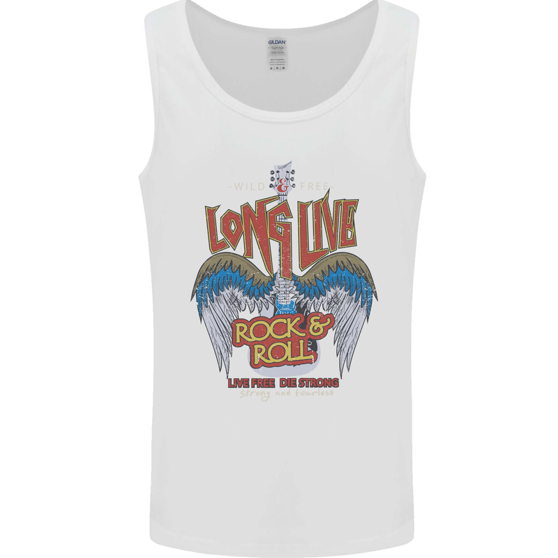 Long Live Rock n Roll Heavy Metal Guitar Mens Vest Tank Top White