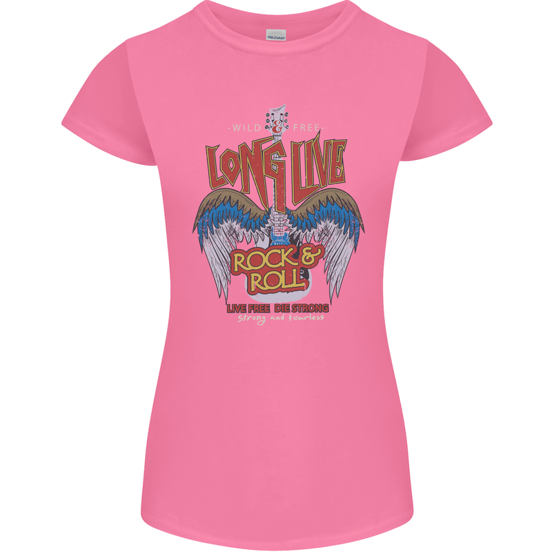 Long Live Rock n Roll Heavy Metal Guitar Womens Petite Cut T-Shirt Azalea