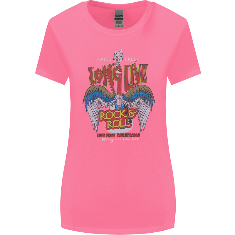 Long Live Rock n Roll Heavy Metal Guitar Womens Wider Cut T-Shirt Azalea