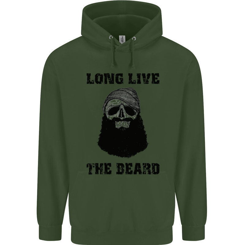 Long Live the Beard Mens 80% Cotton Hoodie Forest Green