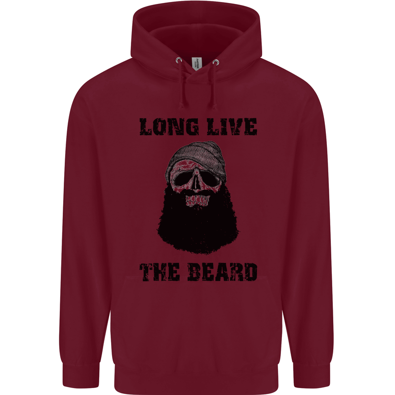 Long Live the Beard Mens 80% Cotton Hoodie Maroon