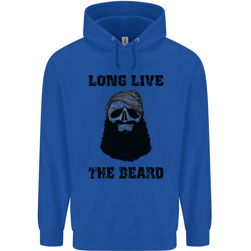 Long Live the Beard Mens 80% Cotton Hoodie Royal Blue