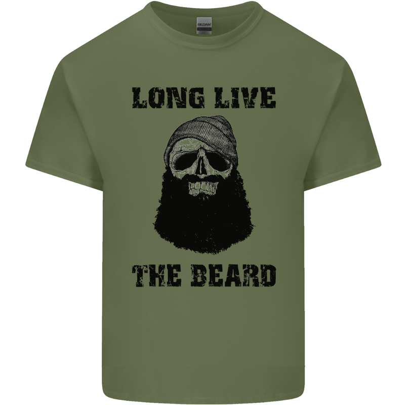 Long Live the Beard Mens Cotton T-Shirt Tee Top Military Green