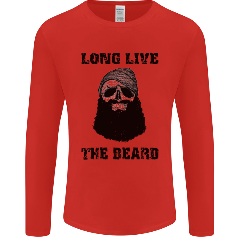 Long Live the Beard Mens Long Sleeve T-Shirt Red