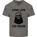 Long Live the Beard Mens V-Neck Cotton T-Shirt Charcoal