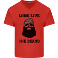 Long Live the Beard Mens V-Neck Cotton T-Shirt Red