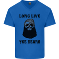 Long Live the Beard Mens V-Neck Cotton T-Shirt Royal Blue