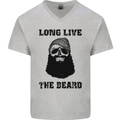 Long Live the Beard Mens V-Neck Cotton T-Shirt Sports Grey