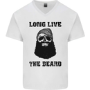 Long Live the Beard Mens V-Neck Cotton T-Shirt White