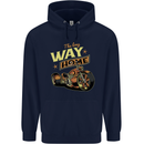 Long Way Home Motorcycle Chopper Biker Childrens Kids Hoodie Navy Blue