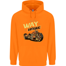 Long Way Home Motorcycle Chopper Biker Childrens Kids Hoodie Orange
