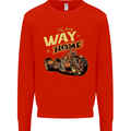 Long Way Home Motorcycle Chopper Biker Kids Sweatshirt Jumper Bright Red