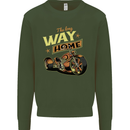 Long Way Home Motorcycle Chopper Biker Kids Sweatshirt Jumper Forest Green