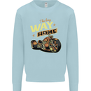 Long Way Home Motorcycle Chopper Biker Kids Sweatshirt Jumper Light Blue