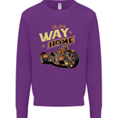 Long Way Home Motorcycle Chopper Biker Kids Sweatshirt Jumper Purple