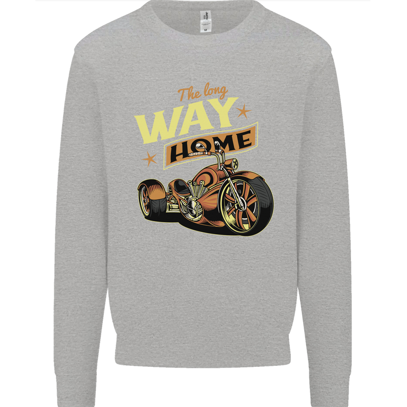 Long Way Home Motorcycle Chopper Biker Kids Sweatshirt Jumper Sports Grey