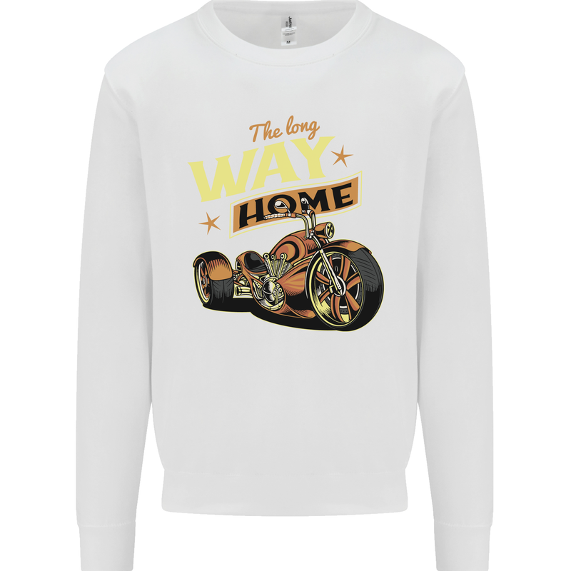 Long Way Home Motorcycle Chopper Biker Kids Sweatshirt Jumper White