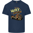 Long Way Home Motorcycle Chopper Biker Kids T-Shirt Childrens Navy Blue