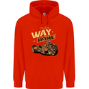 Long Way Home Motorcycle Chopper Biker Mens 80% Cotton Hoodie Bright Red