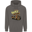 Long Way Home Motorcycle Chopper Biker Mens 80% Cotton Hoodie Charcoal