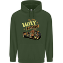 Long Way Home Motorcycle Chopper Biker Mens 80% Cotton Hoodie Forest Green