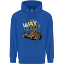 Long Way Home Motorcycle Chopper Biker Mens 80% Cotton Hoodie Royal Blue