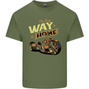 Long Way Home Motorcycle Chopper Biker Mens Cotton T-Shirt Tee Top Military Green