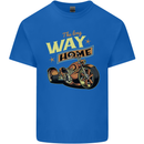 Long Way Home Motorcycle Chopper Biker Mens Cotton T-Shirt Tee Top Royal Blue