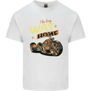 Long Way Home Motorcycle Chopper Biker Mens Cotton T-Shirt Tee Top White