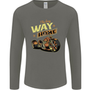 Long Way Home Motorcycle Chopper Biker Mens Long Sleeve T-Shirt Charcoal