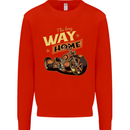 Long Way Home Motorcycle Chopper Biker Mens Sweatshirt Jumper Bright Red
