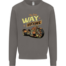 Long Way Home Motorcycle Chopper Biker Mens Sweatshirt Jumper Charcoal
