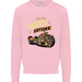 Long Way Home Motorcycle Chopper Biker Mens Sweatshirt Jumper Light Pink