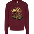 Long Way Home Motorcycle Chopper Biker Mens Sweatshirt Jumper Maroon