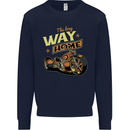 Long Way Home Motorcycle Chopper Biker Mens Sweatshirt Jumper Navy Blue