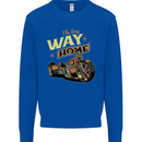 Long Way Home Motorcycle Chopper Biker Mens Sweatshirt Jumper Royal Blue